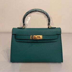 19cm Epsom Leather mini handbag with shoulder strap, Gold hardware